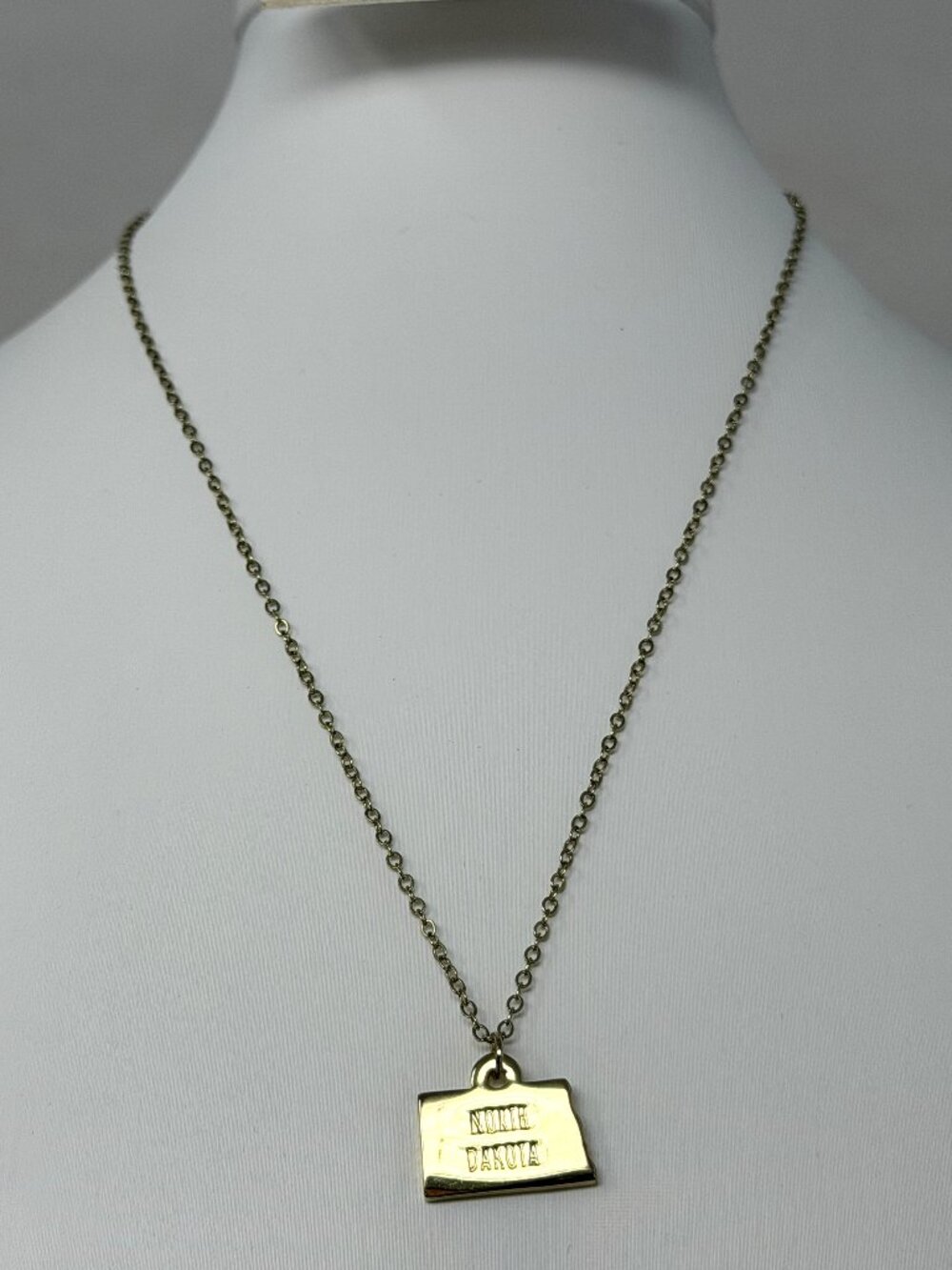 NWT Embellish By Creative Co-op Necklace 17” N. Dakota State Gold Tone